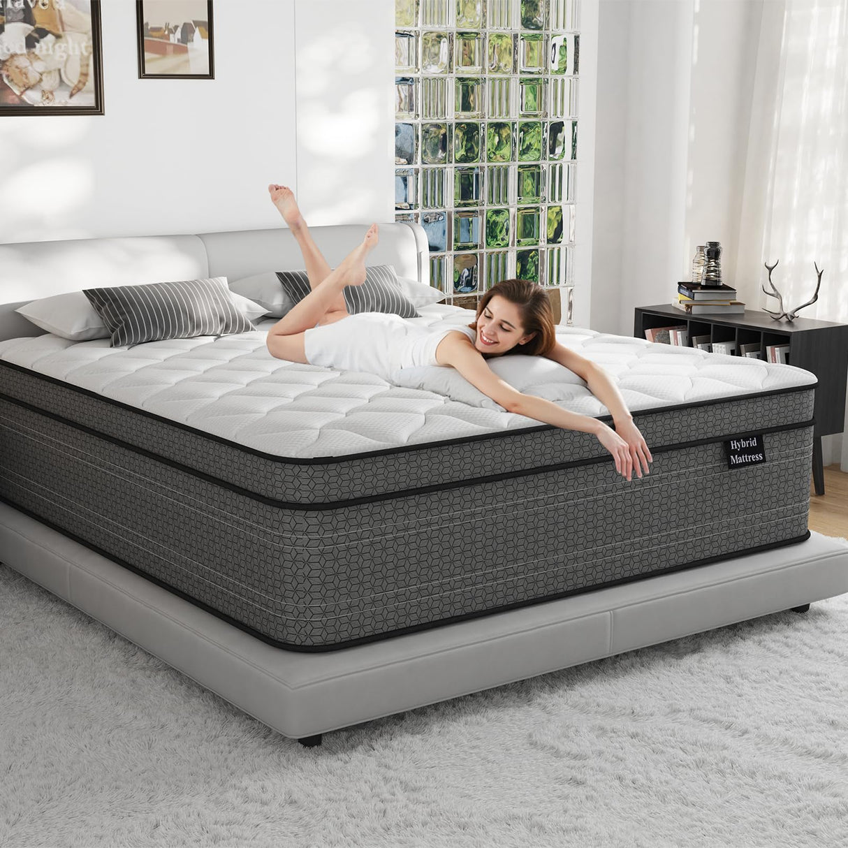 Ruoysun King Size Mattress, 14 Inch Firm Hybrid King Mattress in a Box, with Gel Memory Foam and Individual Pocket Springs for Pressure Relief, Quiet Sleep, CertiPUR-US Ruoysun