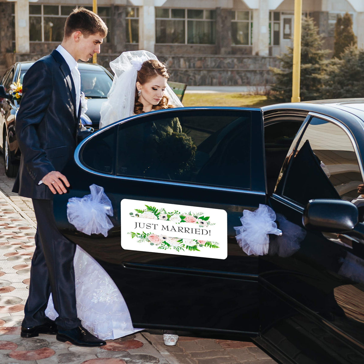 Set of 2 – 24” X 12” Car Door Magnets, Magnetic Car Signs, Flexible Magnetic Signs for Vehicles, White PVC Finish and Round Corners, Strong Durable Car Magnets, Magnetic Thickness 30 Mil. GlossyEnd