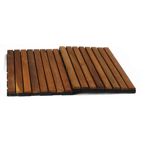 Cortesi Home FloorKNKT Interlocking Teak Wood Floor Patio Deck Tiles in (Set of 6) 12x24 inch Cortesi Home