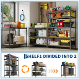 SLEKVERSA Storage Shelves 5 Tier Adjustable Garage Storage Shelving, Heavy Duty Metal Utility Rack Shelving Unit for Warehouse Pantry Closet Kitchen, 35.5" x 12" x 72", Black SLEKVERSA