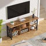 GreenForest TV Stand for TV up to 65 inches, Entertainment Center with 6 Storage Cabinet for Living Room, 55 inch Farmhouse Television Stands Console Table, TV stands for Living Room, Walnut GreenForest