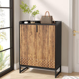 Tribesigns Shoe Cabinet with Doors, 5 Tiers Shoe Storage Cabinet for Entryway, 25 Pairs Wooden Shoe Cabinets, Modern Shoe Organizer Storage for Living Room, Bedroom, Hallway, Closet, Black and Brown Tribesigns