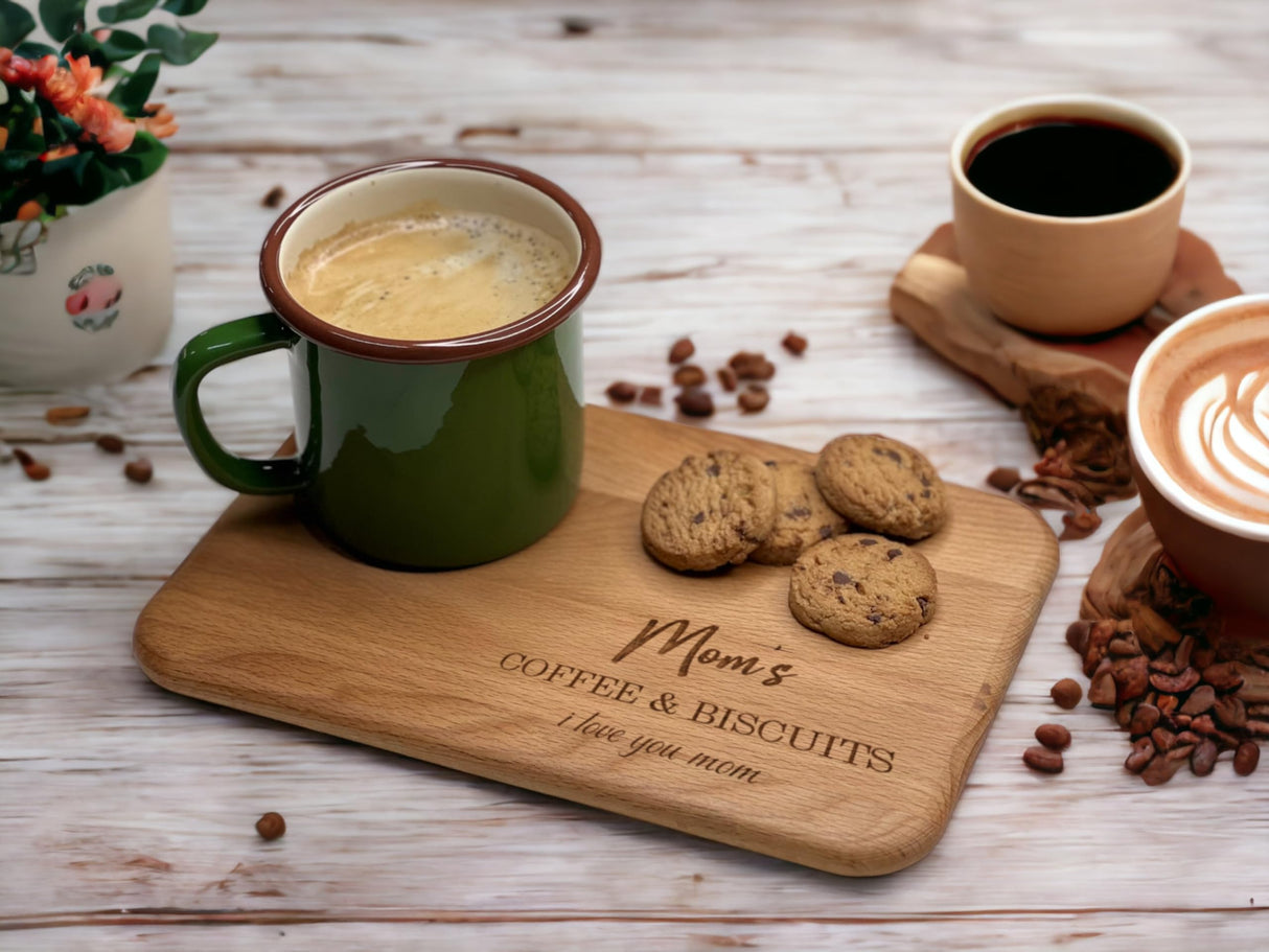 Personalized Tea & Biscuits Board - Engraved Wooden Serving Platter for Tea, Coffee, and Snacks, Ideal for Housewarming, Grandparent Gifts, and TRENDSHOPIC