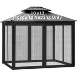 Gazebo Universal Replacement Mosquito Netting, 10' x 12' Outdoor Canopy Net Screen 4-Panel Sidewall Gazebo Curtains, with Zippers, Easy to Install, Fit for Most Gazebo 10x12 Canopy, Patio（Black） Generic
