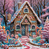 VCLKDIY Winter House Tree Diamond Art Kits for Adults, 5D Diamond Painting Kits for Adults Beginners, DIY Full Round Drill Diamond Dot Painting Gem Art Kits for Adult, Home Wall Decor 13.8x13.8 Inch VCLKDIY