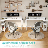 Lufeiya White L Shaped Computer Desk with Power Outlet Shelves, 47 Inch Corner Desk for Home Office Bedroom, L-Shaped Study Writing Working PC Desks, White Lufeiya