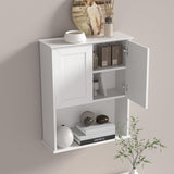 Bathroom Wall Cabinet Wooden with 2 Doors,Over the Toilet Storage Cabinet,Bathroom and Laundry Wall Mount Storage Medicine Cabinet with Open and Adjustable Shelf,Easy Assembly (Style A -1 PC, White) NewBeth