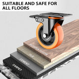 4 inch Casters Wheels, Heavy Duty Casters Set of 4 Load 2200lbs with Brake, Locking Swivel Plate Caster, Industrial Castor Wheels for Carts,Furniture and Workbench(Free Screws and Spanner) LUTUMEI