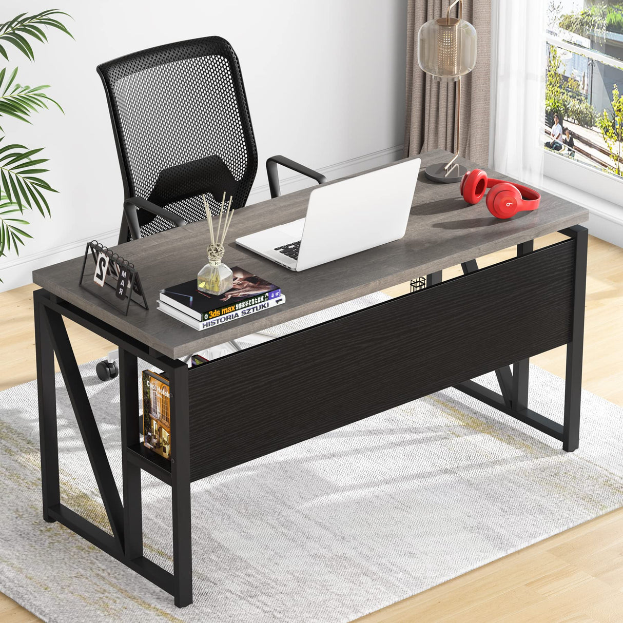 Tribesigns Office Desk with Drawers,55 inches L Shaped Computer Desk with Storage Shelves and Mobile File Cabinet, Executive Desk for Home Office Furniture Sets Tribesigns
