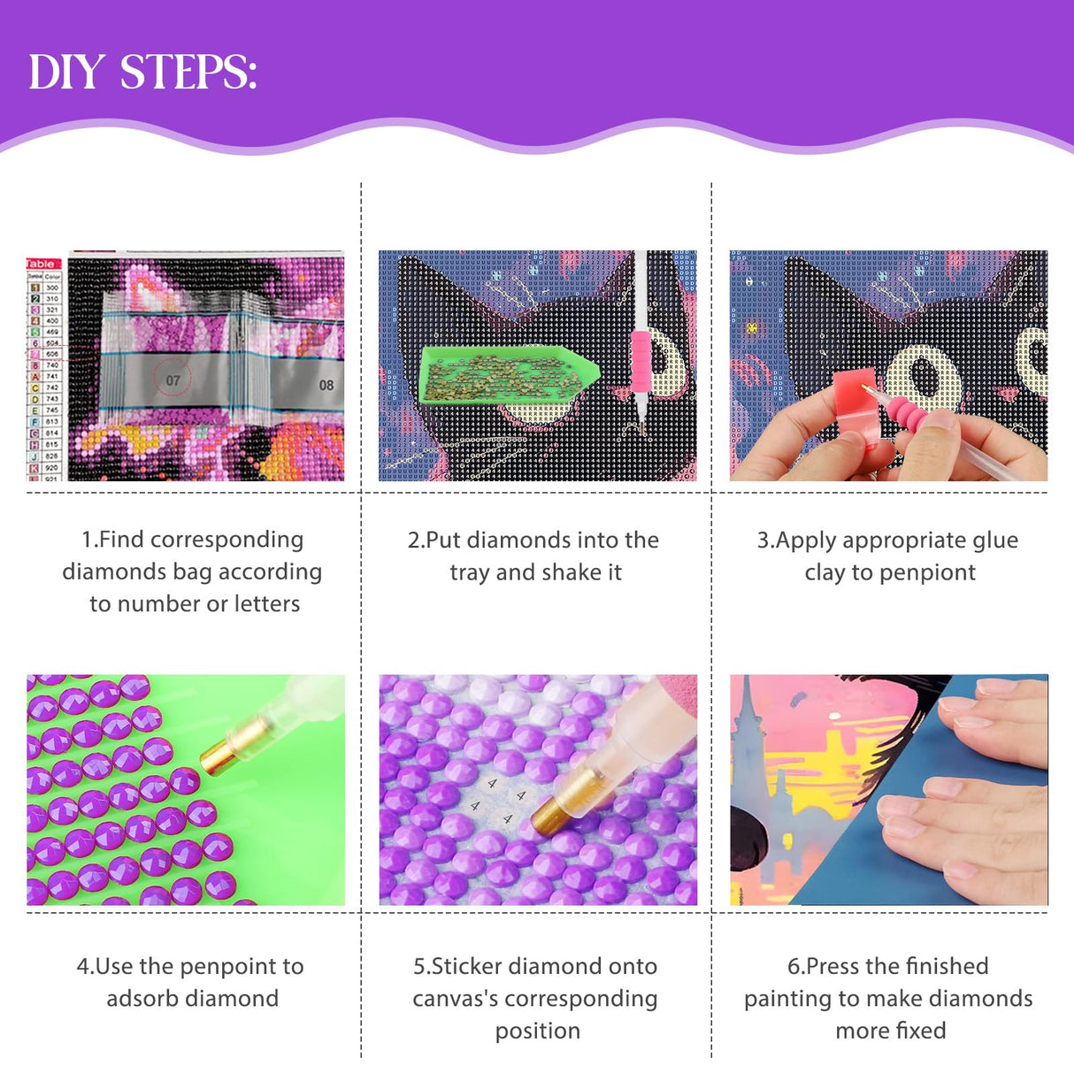 HEIBAGO Starry Night Cat Diamond Art Kits for Adults Beginners, 5D Diamond Painting Animal Kits, DIY Full Round Drill Diamond Dots Paintings Picture Gem Art Craft for Home Wall Decor 12x16 Inch HEIBAGO