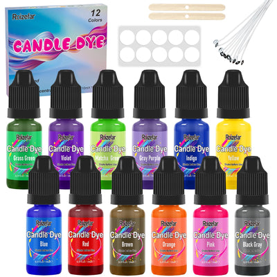 Candle Dye - 12 Colors Wax Melt Dye for Candles Making, Oil-Based Dye for Wax, Highly Concentrate Liquid Candle Color Dyes
