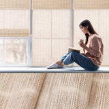 Artdix Bamboo Roman Shades, Natural Reef Cordless Custom Blackout Woven Wood Shades, Edge Binding Bamboo Window Shades for Indoor Windows Artdix