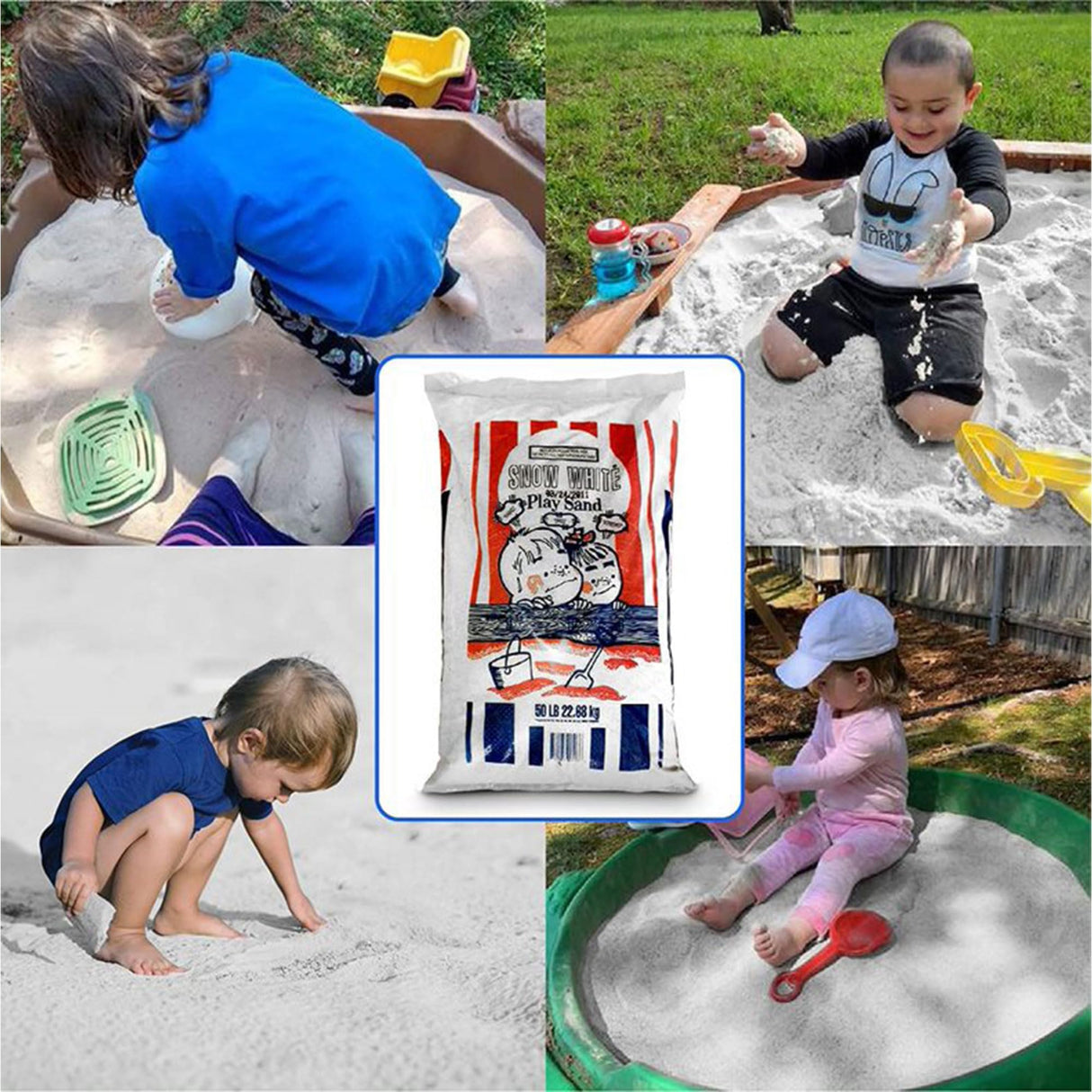US Silica 50 Pound Bag Snow White Play Sand for Sandboxes and Sand Tables at Parks, Homes, and Daycare Centers, Natural, White 2 Pack U.S. Silica