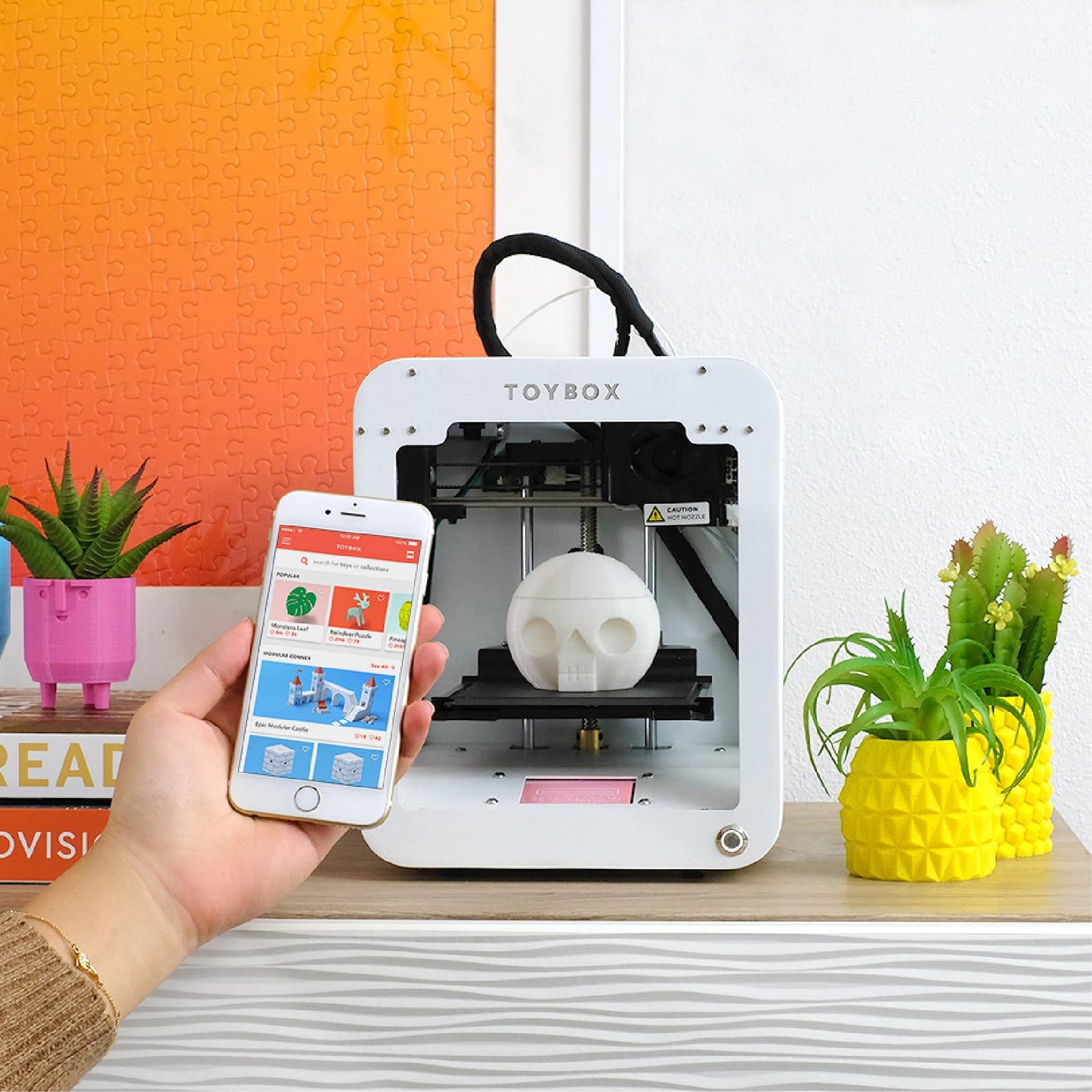 Toybox 3D Printer for Kids, No Software Needed (Includes: 3D Printer, 8 Preselected Printer Food Rolls, Free 500+ Toy Digital Catalog, Removable Bed), Deluxe Pack (Alpha One) - WoodArtSupply