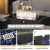 LayinSun 15 Piece Patio Furniture Set with Fire Pit Table, Outdoor Conversation Sets Wicker Rattan Sectional Sofa with Coffee Table LayinSun