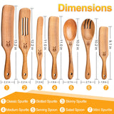 Spurtles Kitchen Tools Wooden, 7Pcs Wooden Spurtle Spatula Set, Natural Premium Acacia Wooden Spoons for Cooking, Heat Resistant Cooking Utensil for Nonstick Cookware, Spurtle for Sourdough Starter ICSTI