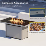 EAST OAK 52'' Propane Fire Pit Table, 60,000 BTU Gas Firepit W/Large Tempered Glass Tabletop, CSA Certified Outdoor Patio Fire Table with 9.2 lbs Glass Stone & Removable Lid, Grey EAST OAK