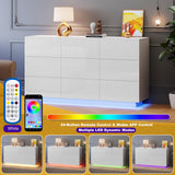 Anbuy LED 9 Drawer Dresser, White Modern Dressers with High Gloss Drawers Dual Chest of Drawers Dresser with Lights for Bedroom (White) Anbuy