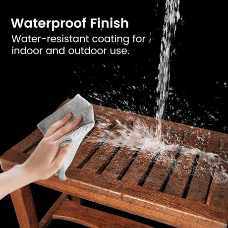 CONSDAN Wood Shower Bench, Extra Large Capacity, USA Solid Oak, Waterproof Finish, Durable Wood Shower Stool, Ideal for Bathroom Spa Outdoor, Dark Oak CONSDAN