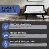 Blissful Nights e4 King Adjustable Bed Frame with Massage, Anti-Snore, Zero Gravity, USB Charging, Under Bed Lights, Wireless Remote Head and Foot Incline Blissful Nights