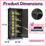 UNICOLY 71" Storage Cabinet, Metal Pantry Cabinet, Kitchen Pantry Storage Cabinets with Doors and 4 Shelves for Laundry Room, Living Room, Dinning Room, Assembly Required, Black UNICOLY