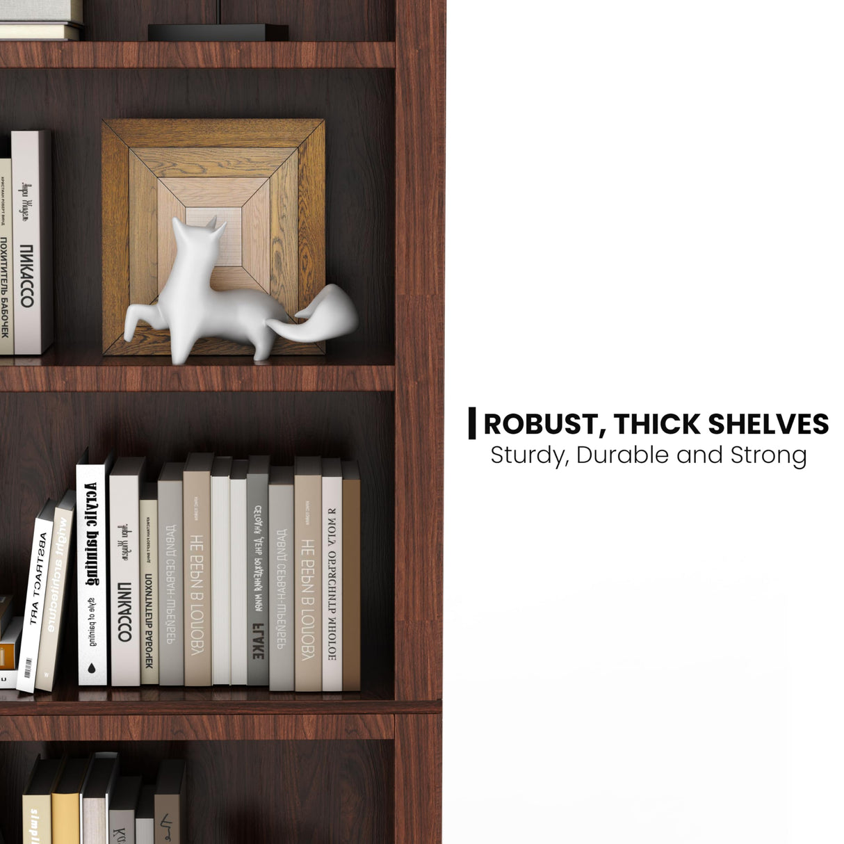 Fllution 72 in Tall Bookcase, 31.3 in Wide Floor Standing Bookshelf, Open Storage 5-Shelf Bookshelves, Dark Cherry Large Indoor Furniture for Home Office School Library Living Room Bedroom Fllution