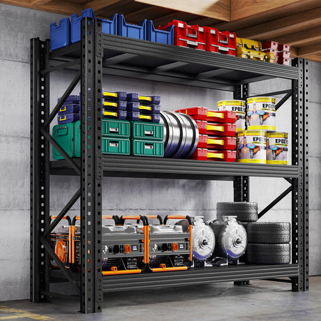 KILISTEELS 67" W Garage Shelving 4000BS Garage Shelving Heavy Duty Storage Shelves, 3 Tier Metal Shelves, Adjustable Industrial Shelf for Warehouse, Basement, Pantry 63.0" H x 67" W x 19.7" D KILISTEELS