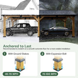 Jocisland 12x24x9.5 FT Cedar Wood Hardtop Carport with Steel Roof, Waterproof Outdoor Gazebo Pavilion, Heavy-Duty Snow & Wind Resistant Canopy for Patio, Driveway, Garden Jocisland