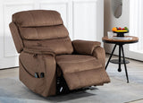 Brown Recliner Chair for Elderly | Tall and Big Man 400lbs | Chenille | Power Lift, Lay Flat, Stand Up, Wireless Charging Device, Extended Footrest, Massage Heat, Cup Holder, Lumbar Pillow LITVZ