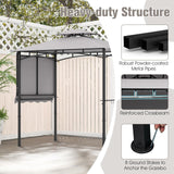 Tangkula 10.5x5 FT Grill Gazebo with Side Awning, 2-Tier Barbecue Gazebo with 2 Shelves, 12 Hanging Hooks, Bottle Opener, Outdoor Grill Canopy for Backyard Garden Poolside (Grey) Tangkula