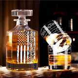 Whiskey Decanter Set for Men, We The People Decanter Set with Glasses, Engraved American Flag Decanter for Liquor Bourbon Gifts for Men Unique Birthday Father's Day Gifts for Men Dad YJGS