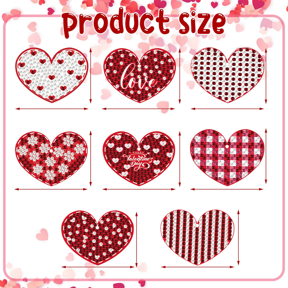 Outus 24 Pcs Valentine's Day Diamond Painting Keychains 5D Heart Shaped Double Sided Diamond Key Chain Kit Pendant Crafts Making for Valentine's Day Wedding Outus