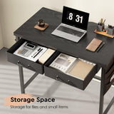 Ｍａｉｈａｉｌ Maihail Small Desk with Drawers, 31.5 inch Small Computer Desk with Drawers, Writing Desk for Small Spaces, Small Office Desk with Metal Frame, Black Maihail