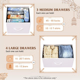 WLIVE Dresser with 7 Drawers, Dressers for Bedroom, Fabric Storage Tower, Hallway, Entryway, Closets, Sturdy Steel Frame, Wood Top, Easy Pull Handle, White WLIVE