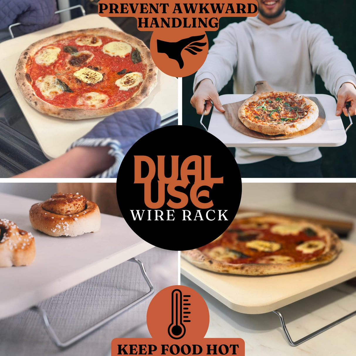 Pizza Stone for Oven and Grill Set - 5PCS Pizza Making Accessories Kit with 15 inch Stones, Peel, Cutter and Dough Tool - Large Rectangular Baking Oven Stones - Baking Stone for Bread Ritual Life