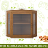 BMOSU Corner Bread Box for Kitchen Countertop Double Layer Bamboo Wooden Bread box Large Capacity Bread Storage Bin(Brown, Medium) BMOSU