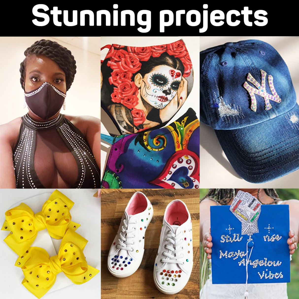 Worthofbest Hotfix Rhinestone Setter, Hot Fix Applicator Tool Bedazzler Kit with rhinestones, Kit, Hot Fixed Wand for Clothes Clothing Fabric Crafts, 5000 Pcs, AB Crystal, Clear, 3 Gems Sizes, Tips Worthofbest