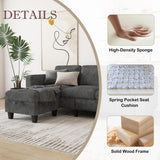 Couch for Living Room - Small Space Couches Sectional L-Shaped Sofa, 3 Seat Modern Couch, Sofas Convertible with Storage Ottoman for Small Space, Bedroom, Offices and Apartments - Grey Grzyhem