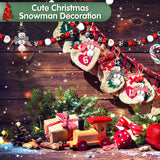 200 Pieces Christmas Wooden Beads for Craft Christmas Buffalo Plaid Round Craft Beads Farmhouse Loose Polished Spacer Beads Winter Snowman Beads with Twine Scarf Wood Beads for DIY Jewelry Décor Lucomb