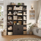 HOSTACK 75" Tall Book Shelf and Bookcase, 6 Tier Bookshelf with Storage, 47" Wide Bookcase with Doors, Freestanding Wood Display Shelves with Book Storage Cabinet for Home Office, Dark Brown HOSTACK