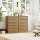 HOSTACK Modern 6 Drawer Dresser for Bedroom, Tall Chest of Drawers with Storage, Large Wood Storage Chest Organizers with Cut-Out Handles, Accent Storage Cabinet for Living Room, Hallway, Rustic Brown HOSTACK