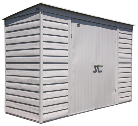 Arrow Select 10' x 4' Outdoor Lockable Steel Storage Shed Building, Flute Grey Arrow