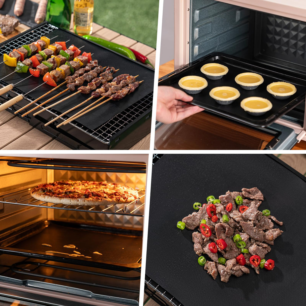 Eisinly Grill Mats for Outdoor Grill, Set of 6 Reusable Baking Mat Non Stick Heat Resistant Grilling Mat, Grill Accessories Works on Gas Charcoal and Electric BBQ, 15.75 x 13-inch, Black Eisinly