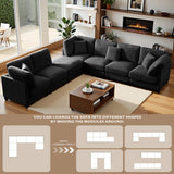 117" Modular Sectional Sofa,U-Shaped Chenille Sofa Couch with Movable Ottoman,Modern 7 Seat Cloud Sectional Couches for Living Room Office Home (Black, 117" U-7 Seater) Anwick