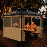 Gazebo Privacy Curtain 10'x12', Replacement Curtains with Mosquito Net Windows, 4-Panels Side Wall, Zippers, Waterproof Outdoor Curtains for Patio, Canopy, Garden and Backyard, Khaki (Curtain Only) Bstge