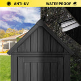 Fancyango Outdoor Resin Storage Shed, Upgrade Durable Storage Cabinet with Removable Shelves and Lock Ring, Reinforced Floor, All-Weather Construction for Garden Patio Lawn (Black) Fancyango