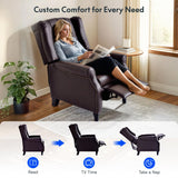 FLEXISPOT XC5 Pushback Recliner Chair for Adults, Mid Century Wingback Accent Chair with Rivet Decoration, Tufted Upholstered Single Sofa Armchair for Living Room, Bedroom, Study (Fabric, White) FLEXISPOT