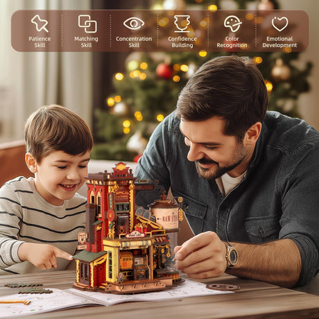 ROBOTIME 3D Wooden Puzzles for Adults, Factory Wooden Music Box EAB01, Gift for Craft Enthusiast Model Building Set ROBOTIME