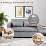 HAOMARKETS 3 in 1 Convertible Sleeper Sofa Bed, Loveseat Chaise Lounge with Pullout Bed, 2-Seater Futon Couches with Storage Pockets, 3-Level Adjustable Backrest and Pillows for Living Room，Grey HAOMARKETS