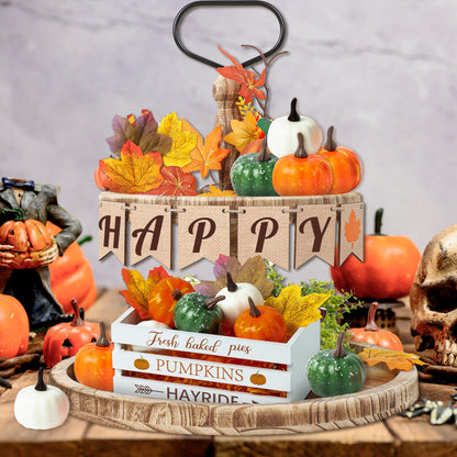 WATINC Fall Thanksgiving Maple Leaves Pumpkin Wooden Mini Crate Table Centerpiece, Farm Fresh Pumpkins Sign Crate Tiered Tray Decor Kit, Thankful Ornaments for Farmhouse Table Home Decor (62P - WoodArtSupply